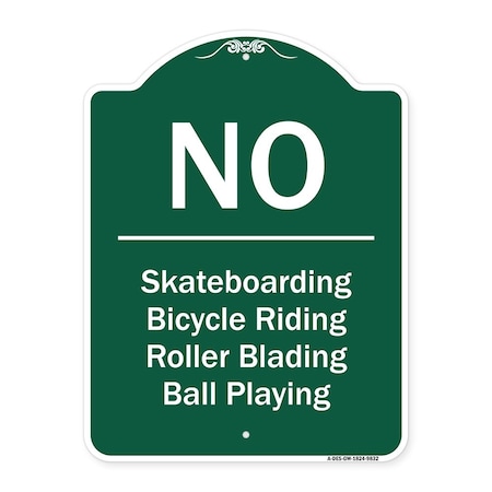 Signmission No Bicycle Riding Roller Blading Ball Playing Heavy-Gauge Aluminum Sign, 24" x 18", GW-1824-9832 A-DES-GW-1824-9832